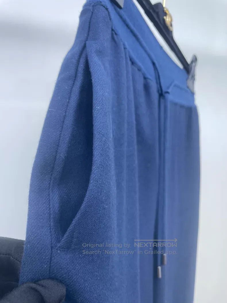Loro Piana Loro Piana Navy Blue Drawstring Cashmere Wide Leg Pants Size 25" / US 0 / IT 36 - 5 Thumbnail