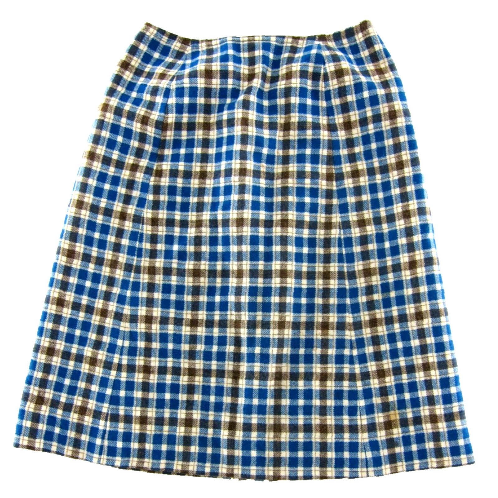 Pendleton VINTAGE Pendleton Blue Brown Ivory 100% Wool Plaid A-Line High Rise Skirt Small Size 28" / US 6 / IT 42 - 2 Thumbnail