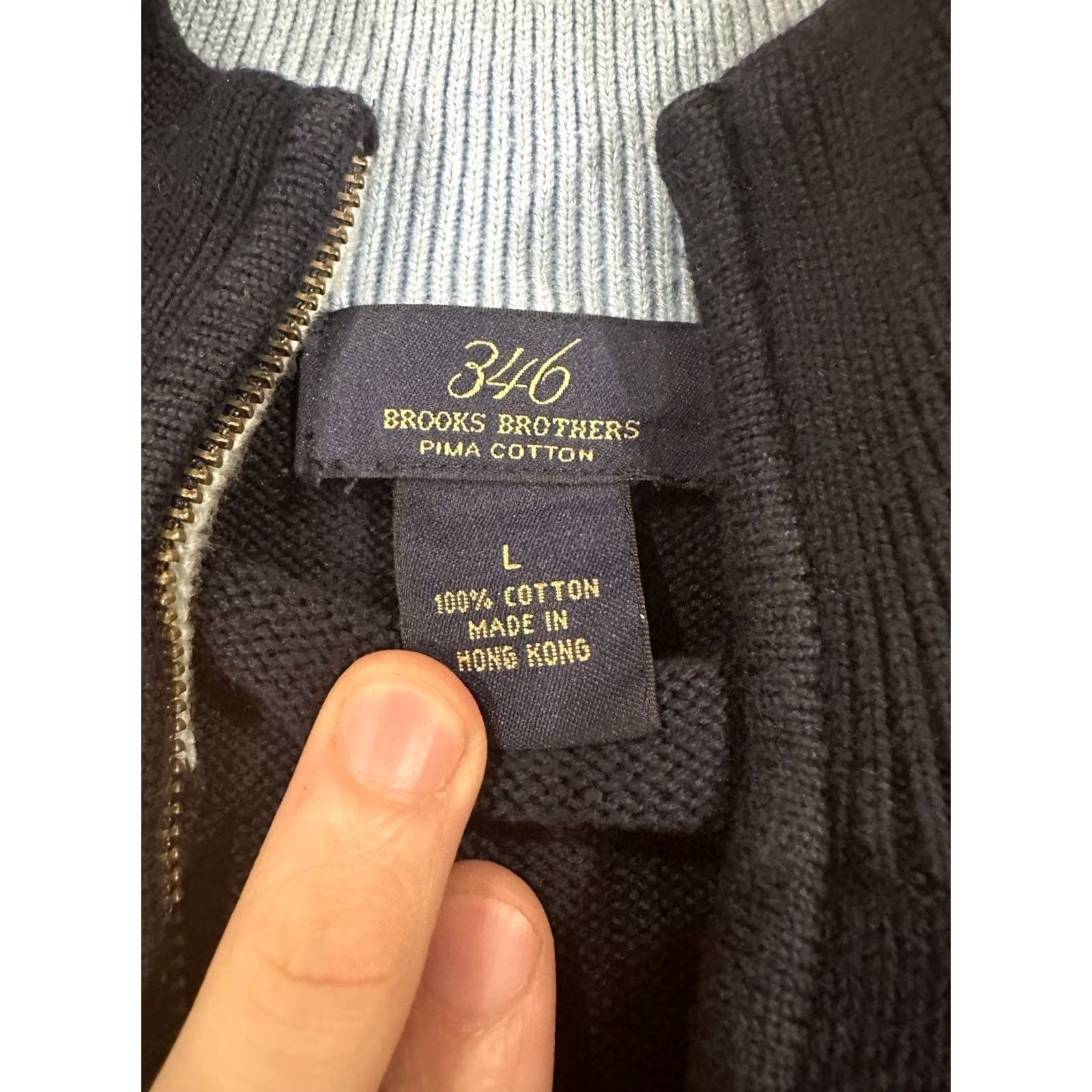 Brooks Brothers BROOKS BROTHERS Mens Sweater 1/4 Zip Long Sleeve Geometric L Black Pullover Mens, Geometric, 1/4 Zip, Large Size US L / EU 52-54 / 3 - 3 Thumbnail
