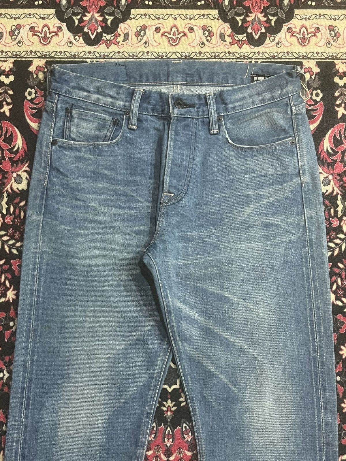 KURO Kuro “Dempsey” Classic Blue Whisker Washed Selvedge Jeans Size US 30 / EU 46 - 5 Thumbnail