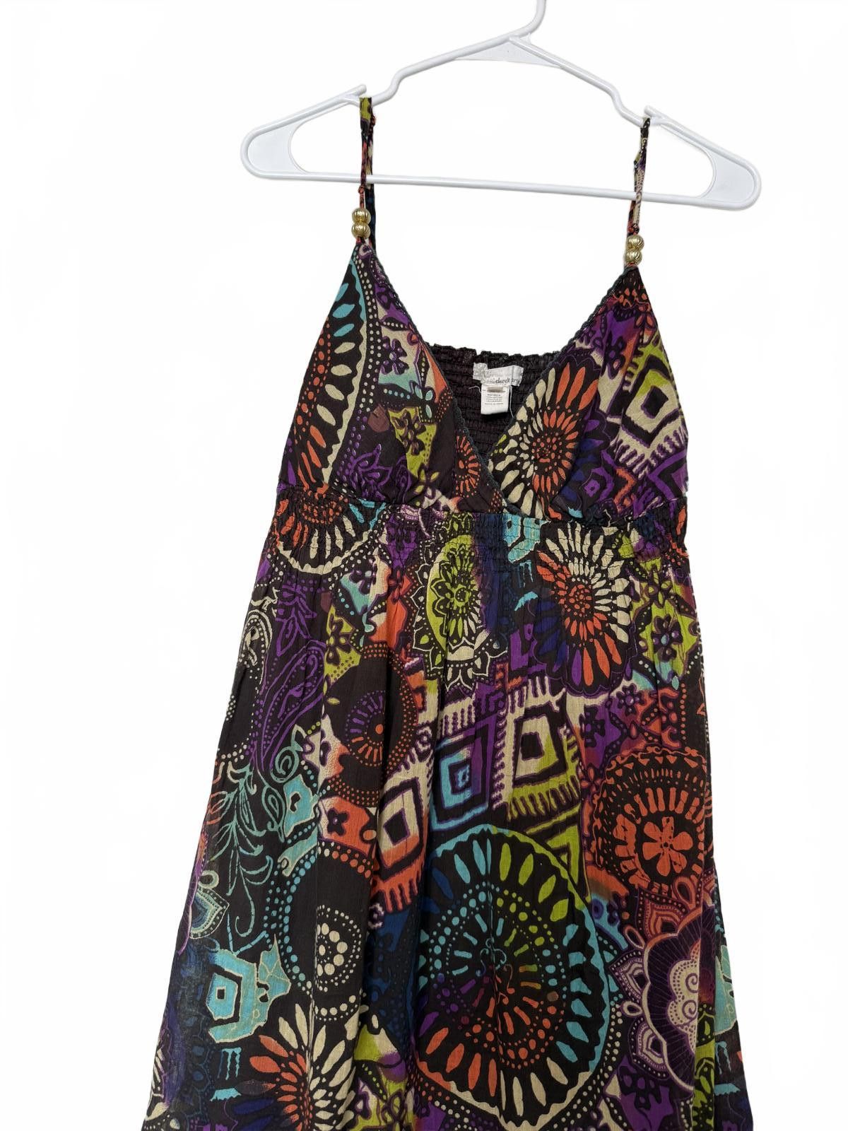 Designer Colorful Bohemian Dress Beaded Spaghetti Strap Size XL / US 12-14 / IT 48-50 - 2 Thumbnail