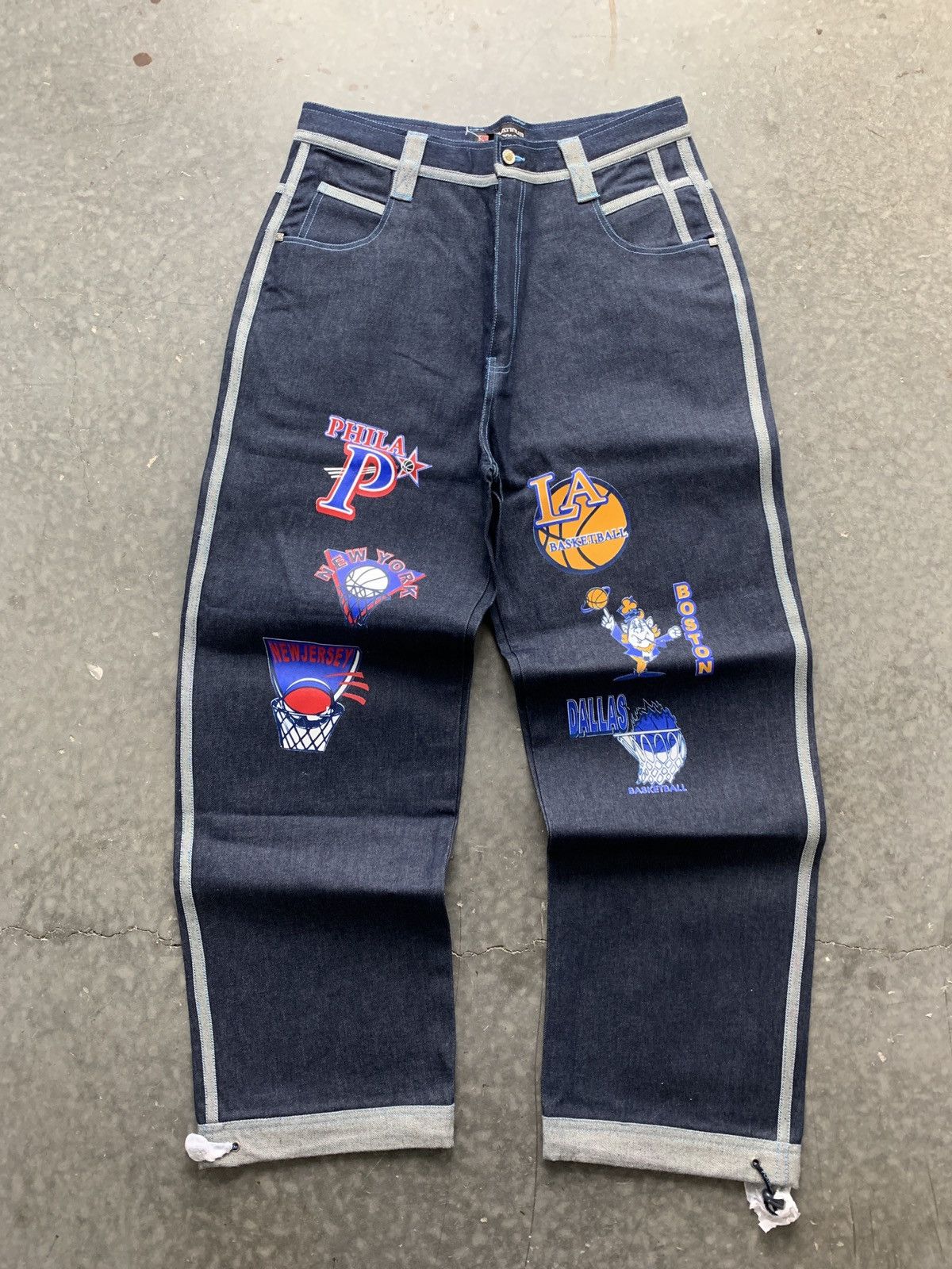 Vintage Y2K Skater UNK NBA Team Patch Logo Jeans | Depop