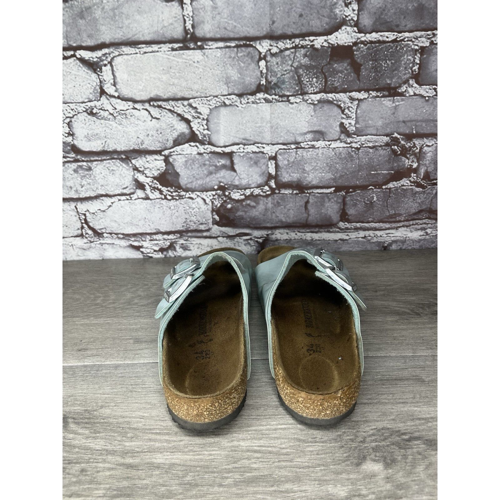 Birkenstock Birkenstock Arizona Turquoise Leather Slide Sandals Big Girl Size US 4 / IT 34 - 5 Thumbnail