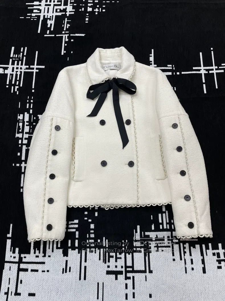 Dior White bow double-breasted jacket