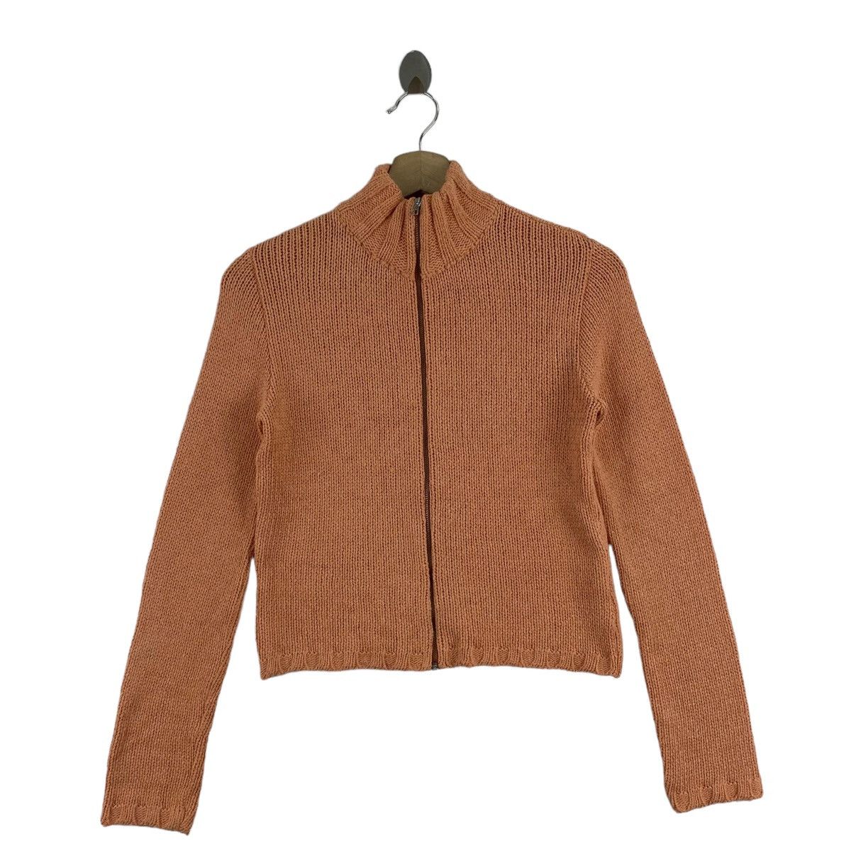 image of Max Co Max&co Active Knitwear Full Zipper Orange Sweater, Women's (Size Small)