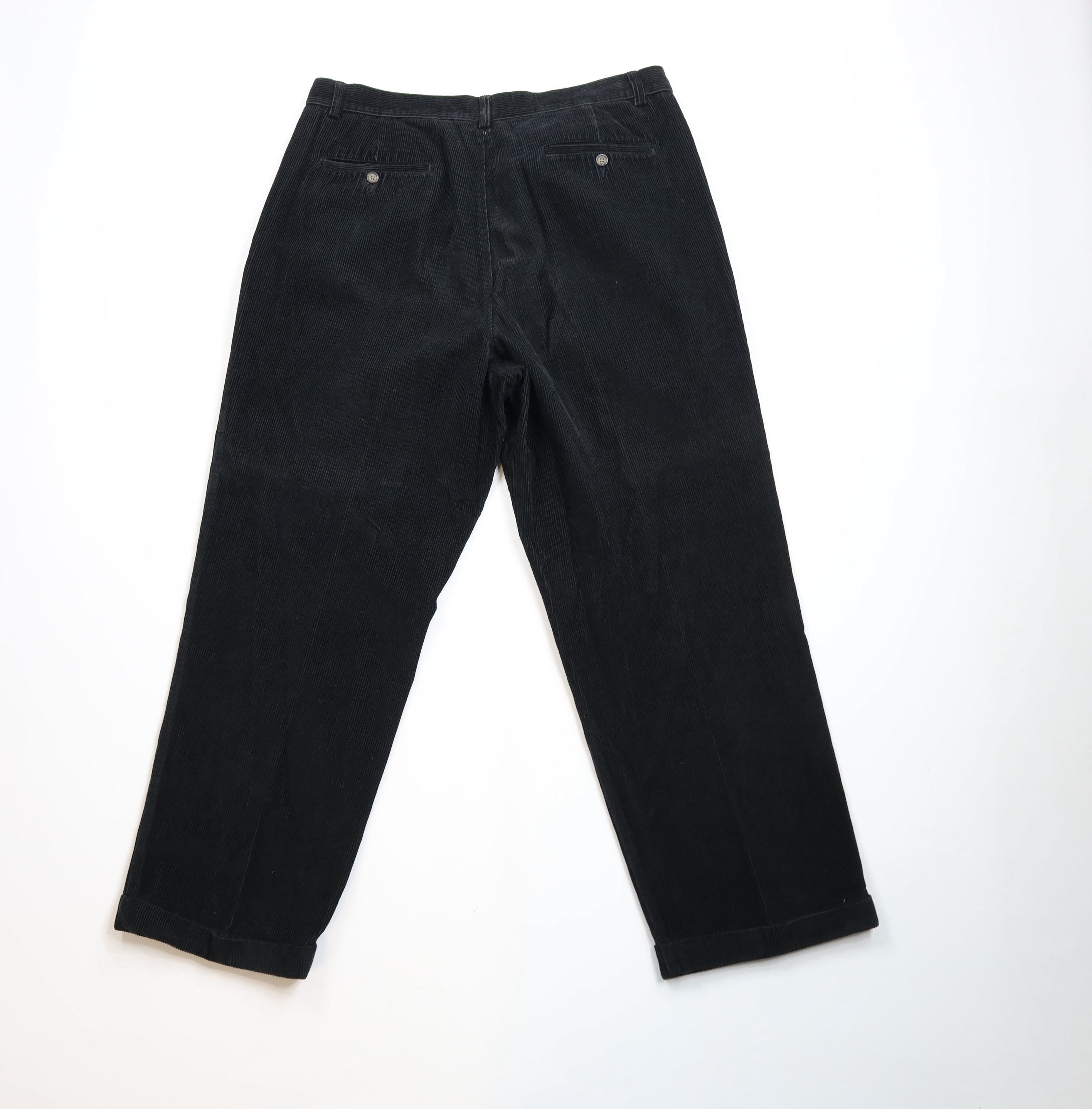 Vintage Vintage 90s Streetwear Cuffed Wide Leg Corduroy Pants Black Size US 38 / EU 54 - 10 Thumbnail