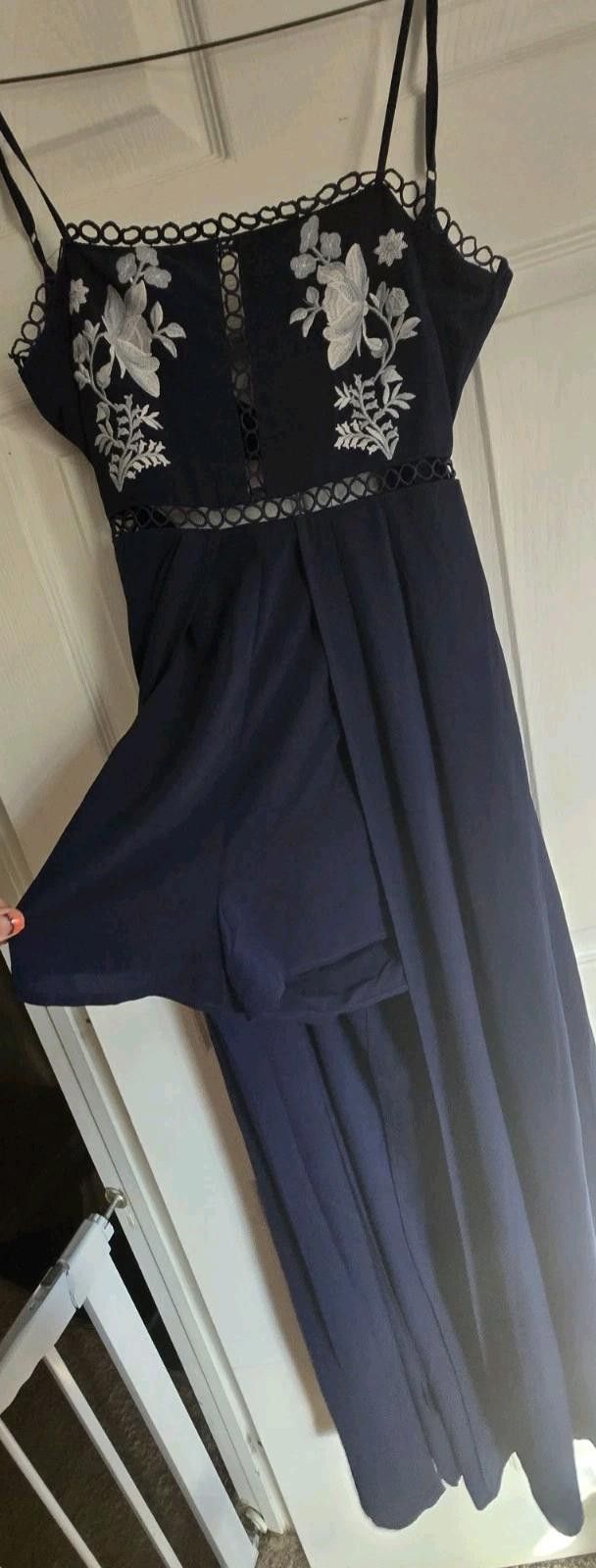 Fashion Nova Fashion Nova Malinda Maxi Dress Shorts Romper Navy Blue Spag Size 28" / US 6 / IT 42 - 7 Thumbnail