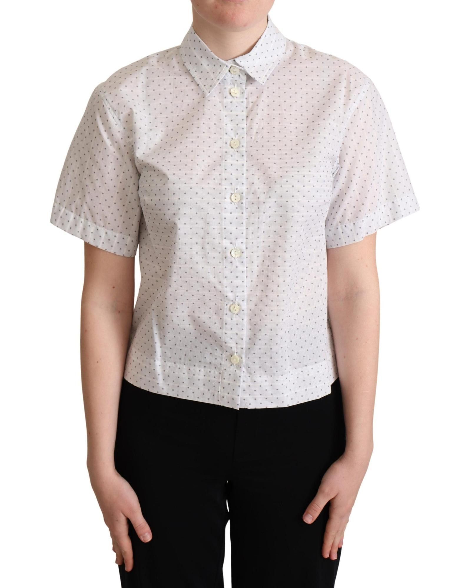 image of Dolce Gabbana Polka Dots Collar Blouse Shirt in Blackwhite, Women's (Size Medium)
