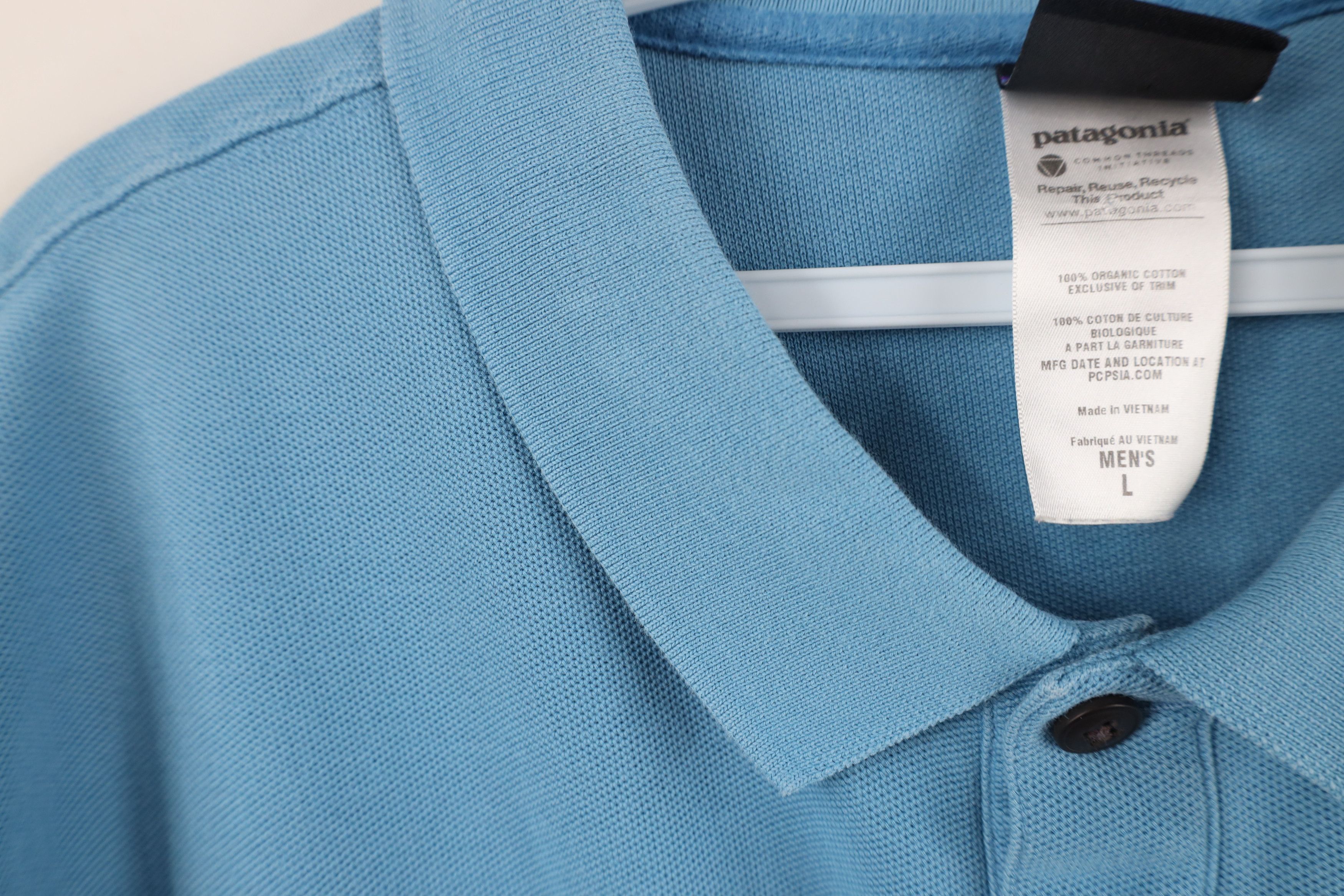 Patagonia Vintage Patagonia Spell Out Organic Cotton Polo Shirt Blue Size US L / EU 52-54 / 3 - 5 Thumbnail
