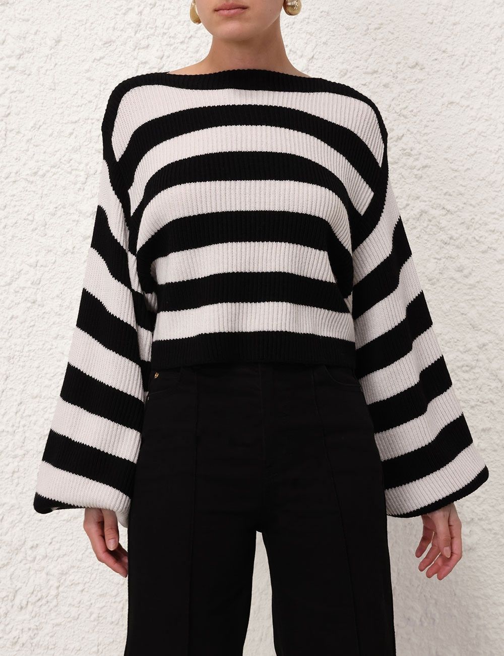 Zimmermann oc11z0825 Illustration Billow Sweater in Black/Cream Size L / US 10 / IT 46 - 2 Thumbnail