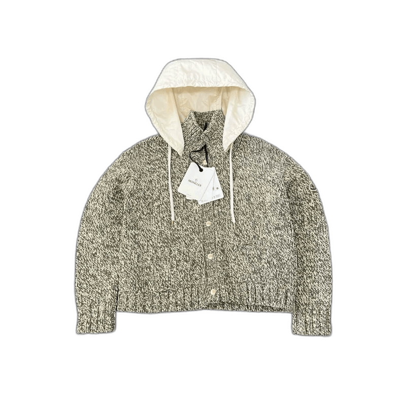 Moncler Moncler Knit Cardigan with Removable Nylon Hood Size L / US 10 / IT 46 - 1 Thumbnail