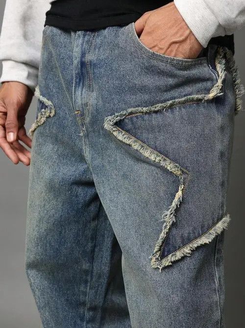 Jean × Vintage Loose fit Denim Jeans Distressed Design Size US 32 / EU 48 - 3 Thumbnail