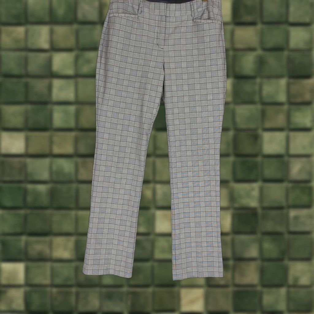 Express Express Columnist Barely Boot Mid Rise Stretch Pants Women 10R Gray Plaid Dress Pants, Bootcut, Regular Fit Size 32" / US 10 / IT 46 - 1 Thumbnail