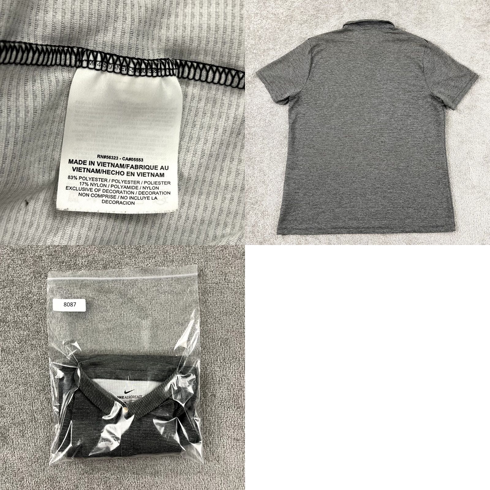 Nike NIKE Polo Shirt Mens AEROREACT Extra Large Gray Striped Snap Collar Golf Sport Size US XL / EU 56 / 4 - 8 Thumbnail