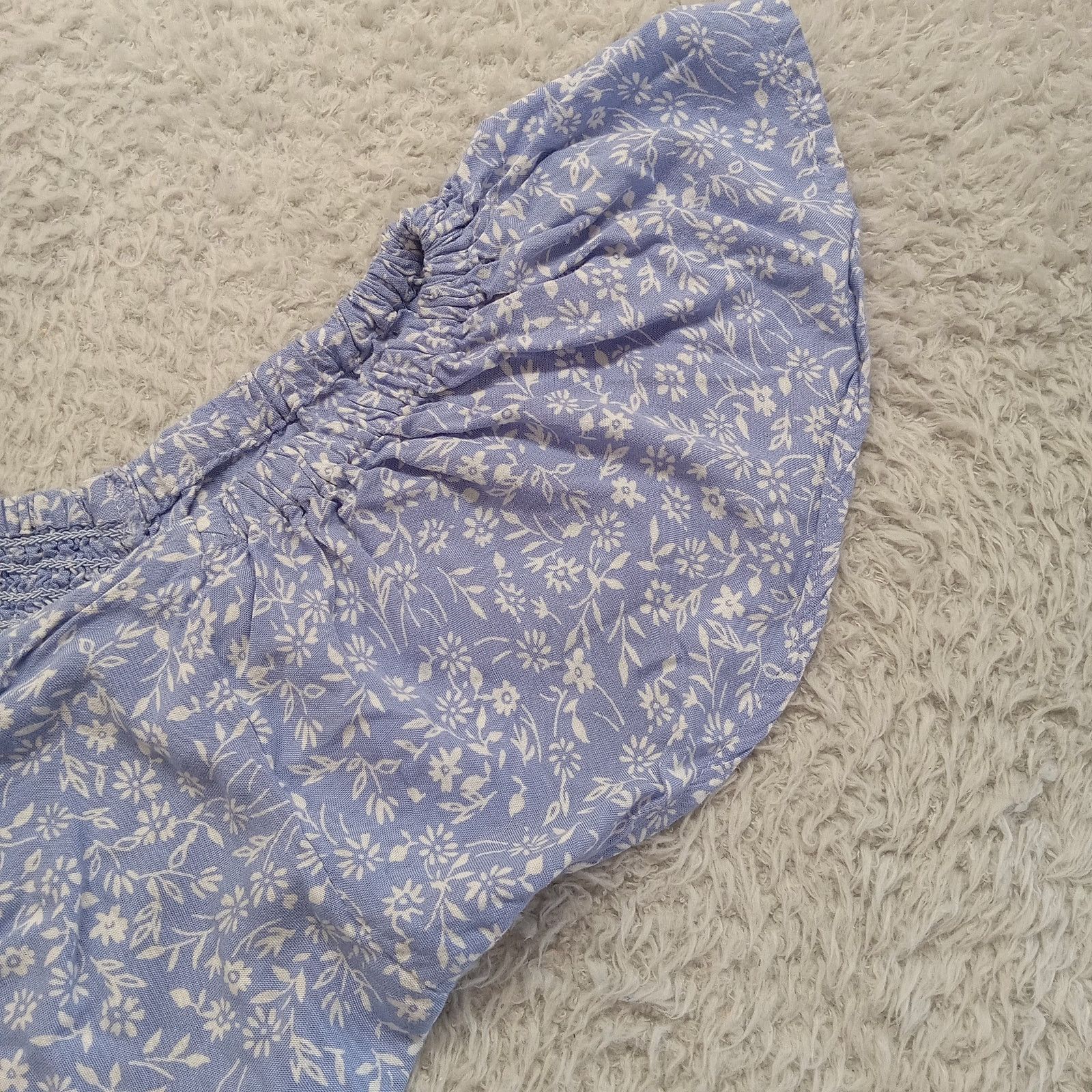 & Other Stories Jopas Blouse M Women's Short Sleeve Top Blue Floral Rayon Size M / US 6-8 / IT 42-44 - 3 Thumbnail