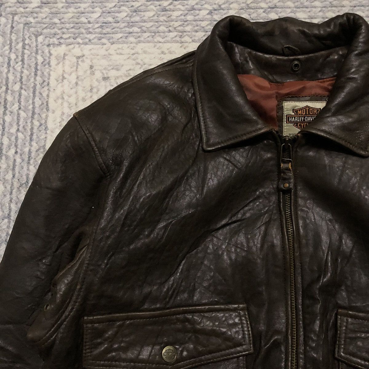 Harley Davidson Rare Distressed Vintage Harley Davidson Leather Jacket Size US L / EU 52-54 / 3 - 2 Thumbnail