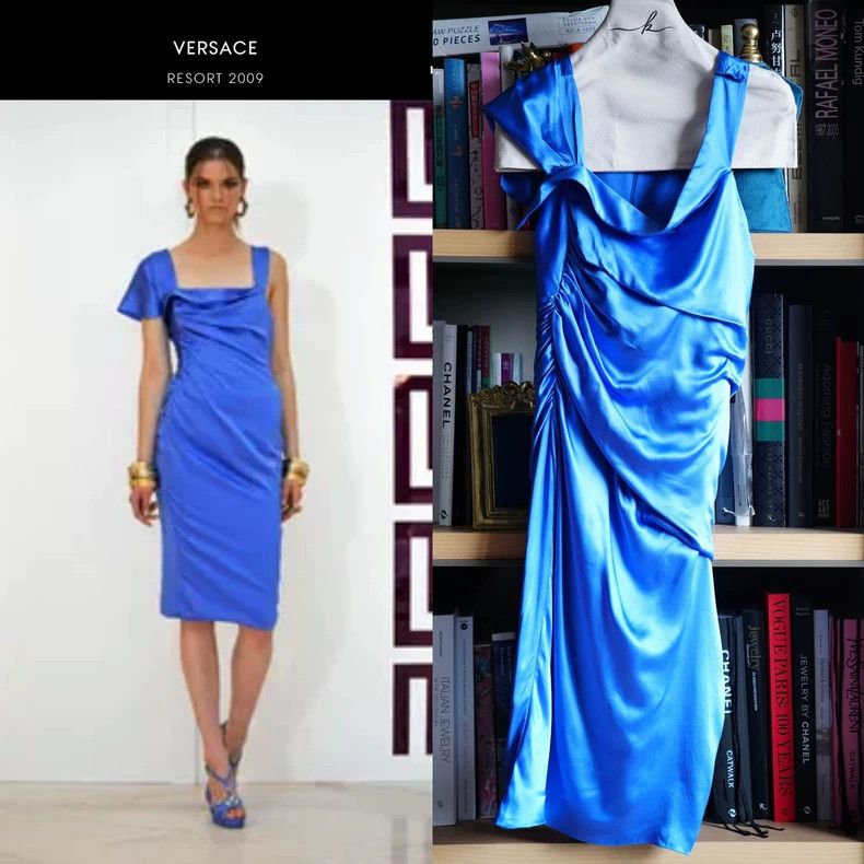 Versace Versace Silk slim pleated asymmetrical dress Size S / US 4 / IT 40 - 2 Thumbnail