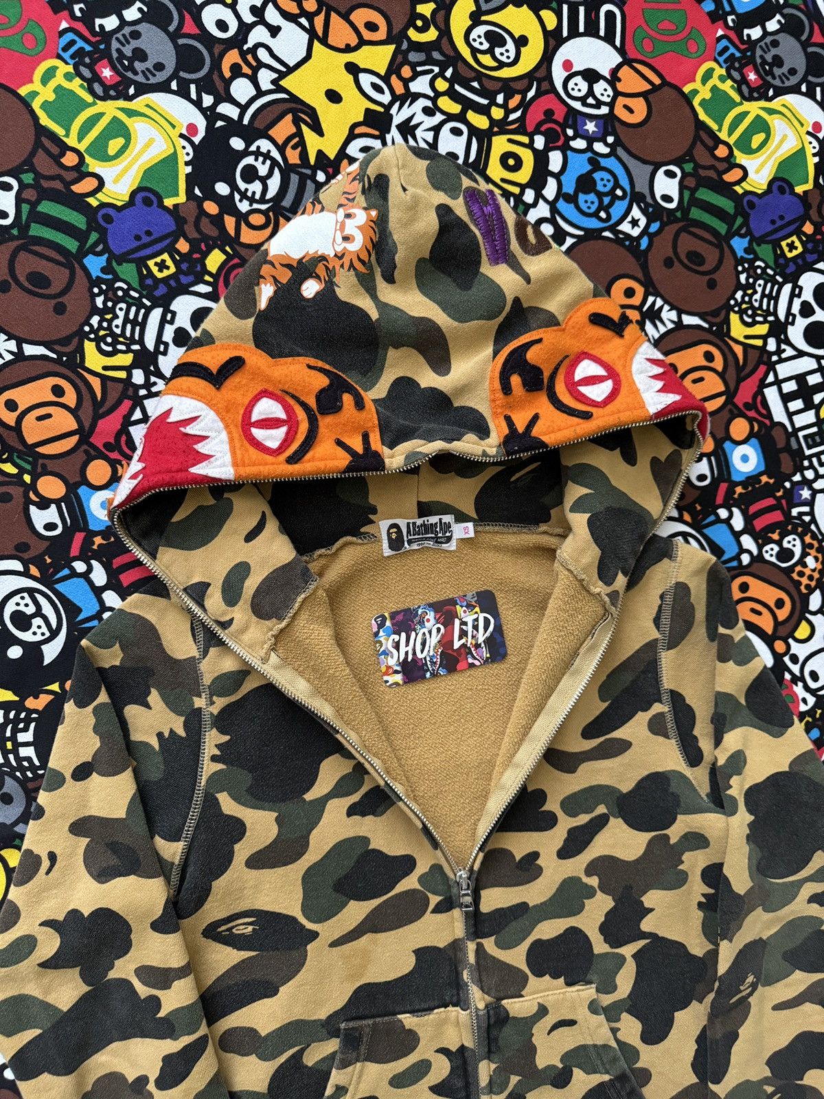Bape A Bathing Ape Yellow Camo Tiger Hoodie Size XS / US 0-2 / IT 36-38 - 4 Thumbnail