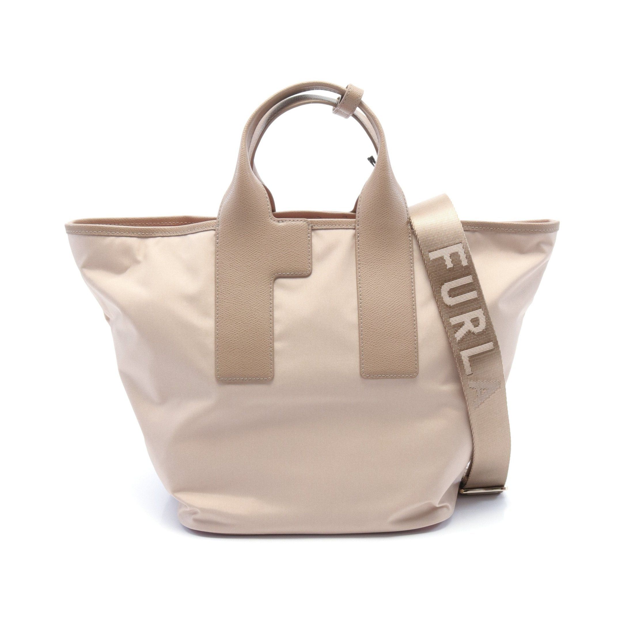 Furla Furla Piuma L Handbag Tote Bag Nylon Leather Beige Pink Gray Size ONE SIZE - 1 Thumbnail