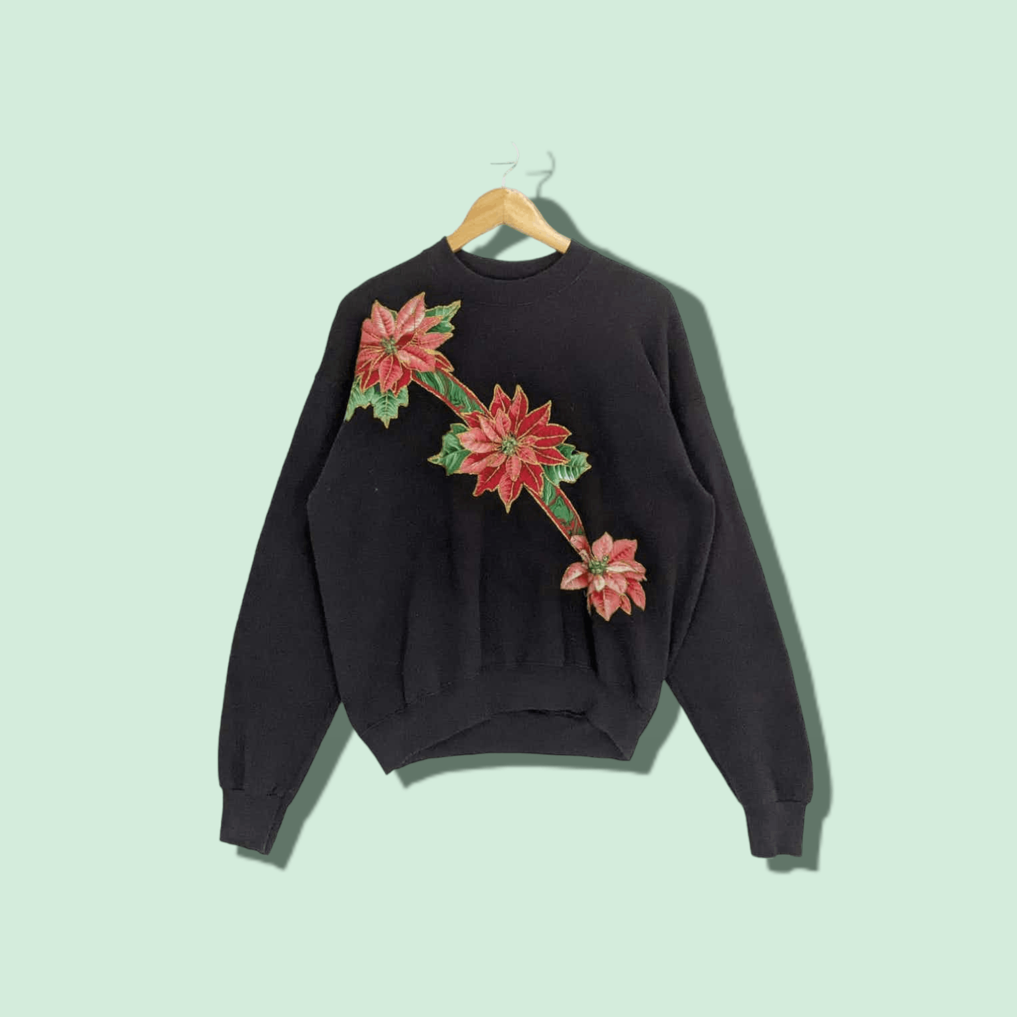 Fruit Of The Loom Vintage 90's FOTL Flower Embroidered Custom Sweatshirt Size US L / EU 52-54 / 3 - 1 Thumbnail