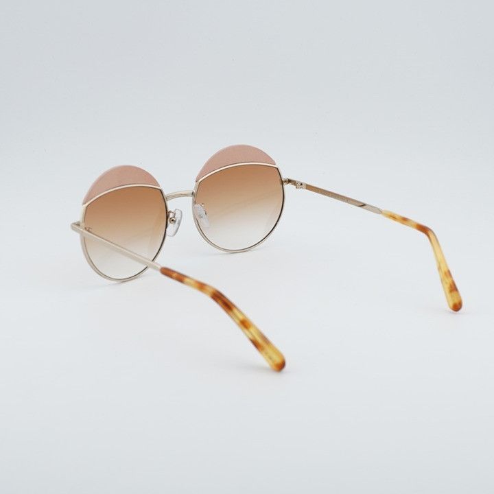 Loewe Loewe LW40007U 33F Sunglasses Gold/Pink Leather Round Frame Size ONE SIZE - 11 Thumbnail