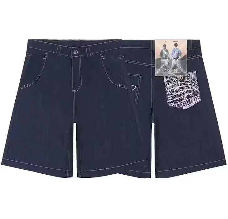 Japanese Brand Hip Hop Pockets Embroidery Letter Print SHort Jean Size US 32 / EU 48 - 4 Thumbnail