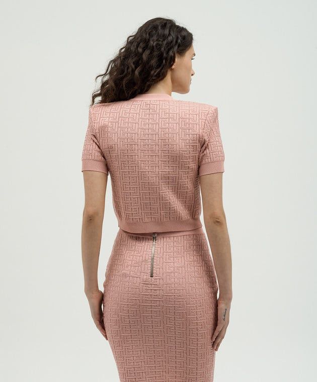 Balmain o1s1wg110725 Pb Labyrinth Knit Cardigan in Pink Size XL / US 12-14 / IT 48-50 - 4 Thumbnail