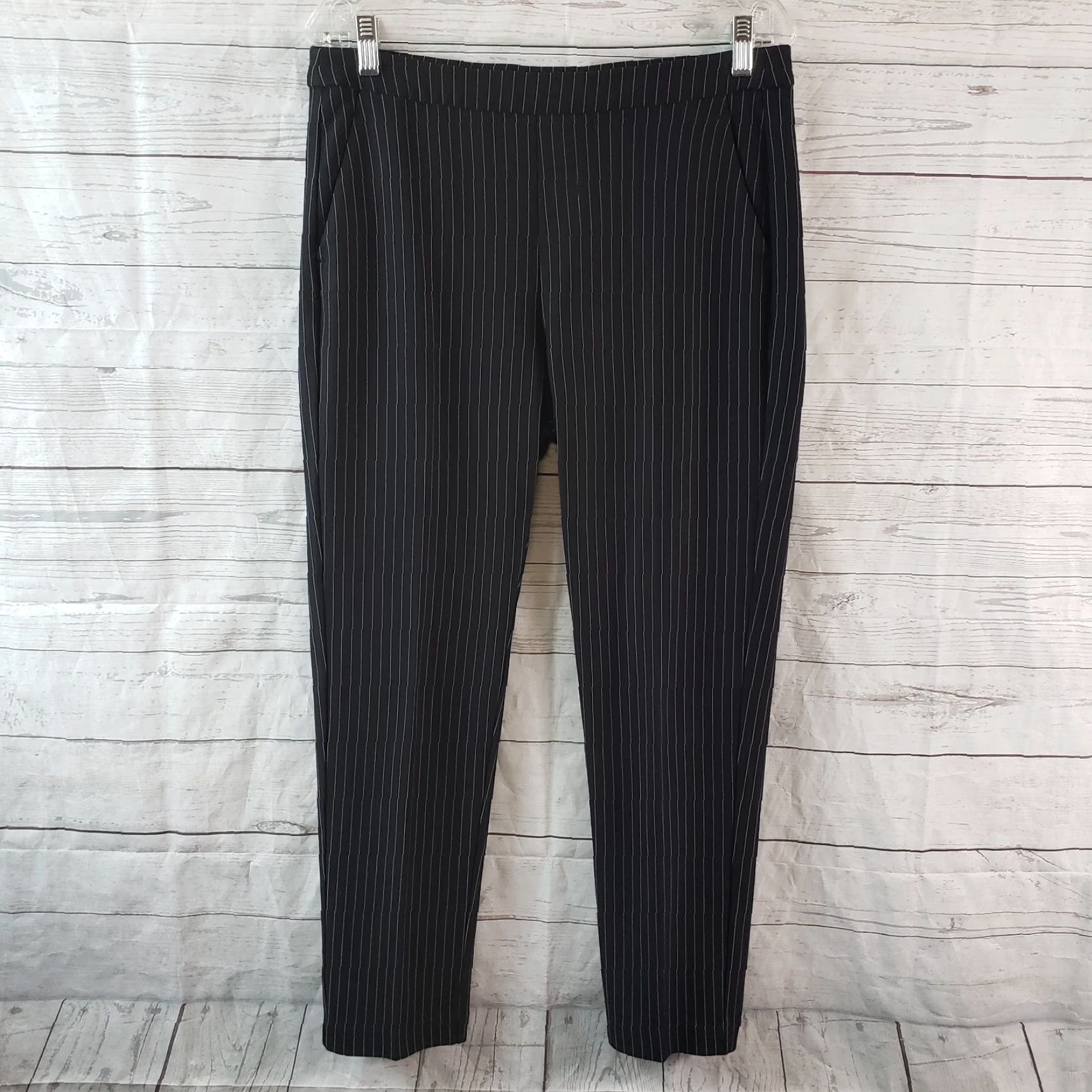 Vintage Liverpool Womens Ponte Knit Pull On Pants Sz 10 Black Striped Skinny Jeans Styled Pants Women's Liverpool Jeans Winte? Size 32" / US 10 / IT 46 - 2 Thumbnail