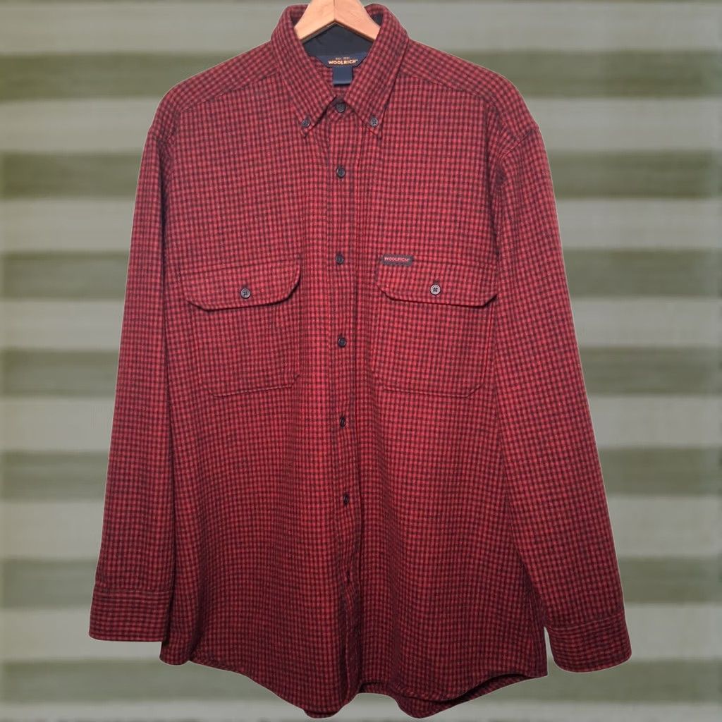 Vintage Woolrich Button-Down Shirt Men M Plaid Red Wool Blend Nylon Wool Outdoorsy Cabin Lumberjack Pockets Regular Fall Winter Spring Size US M / EU 48-50 / 2 - 1 Thumbnail