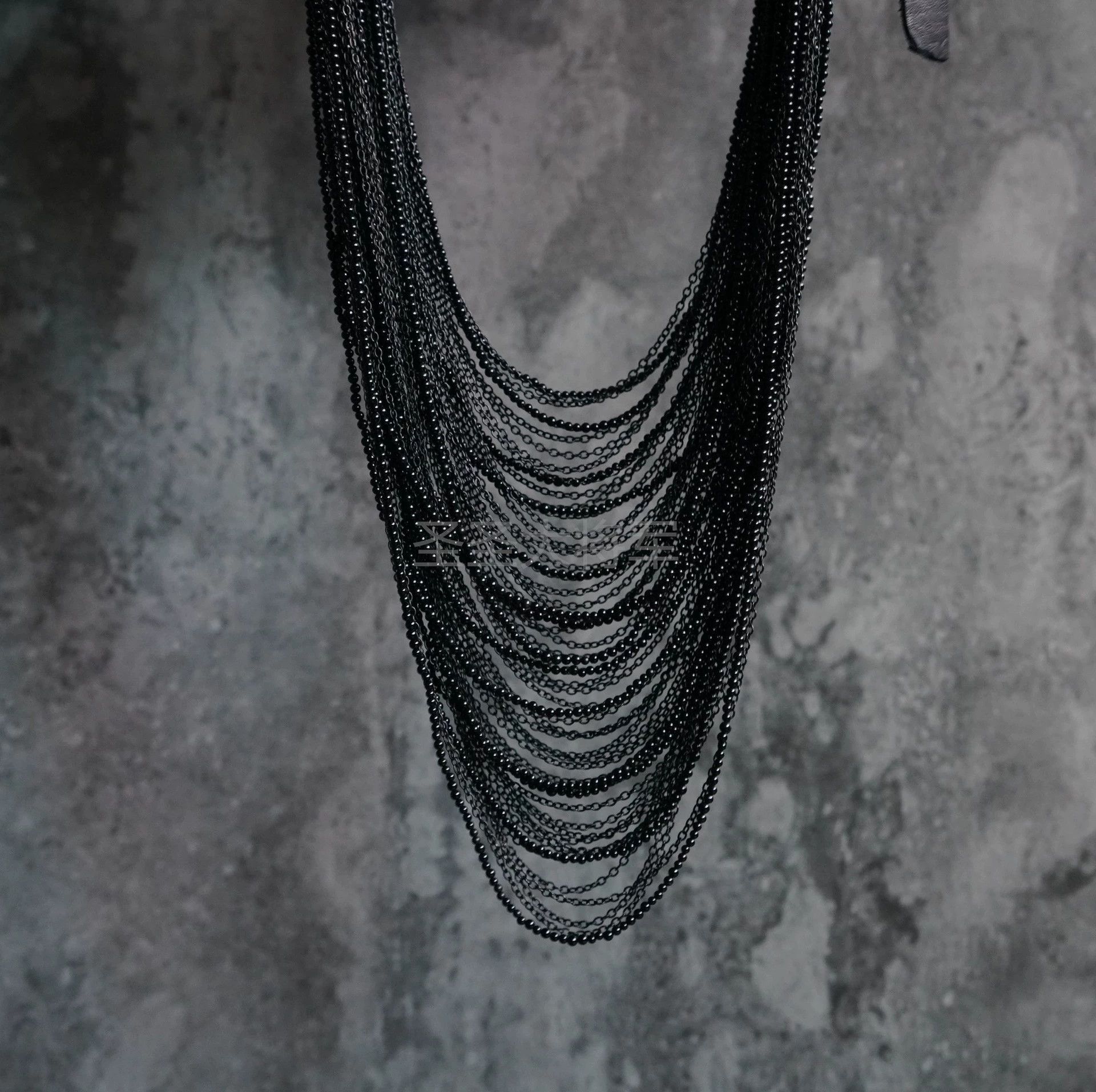 Goti Goti Dark Horsehide Overlay Silver Chain w/ Black Agate Size ONE SIZE - 2 Thumbnail