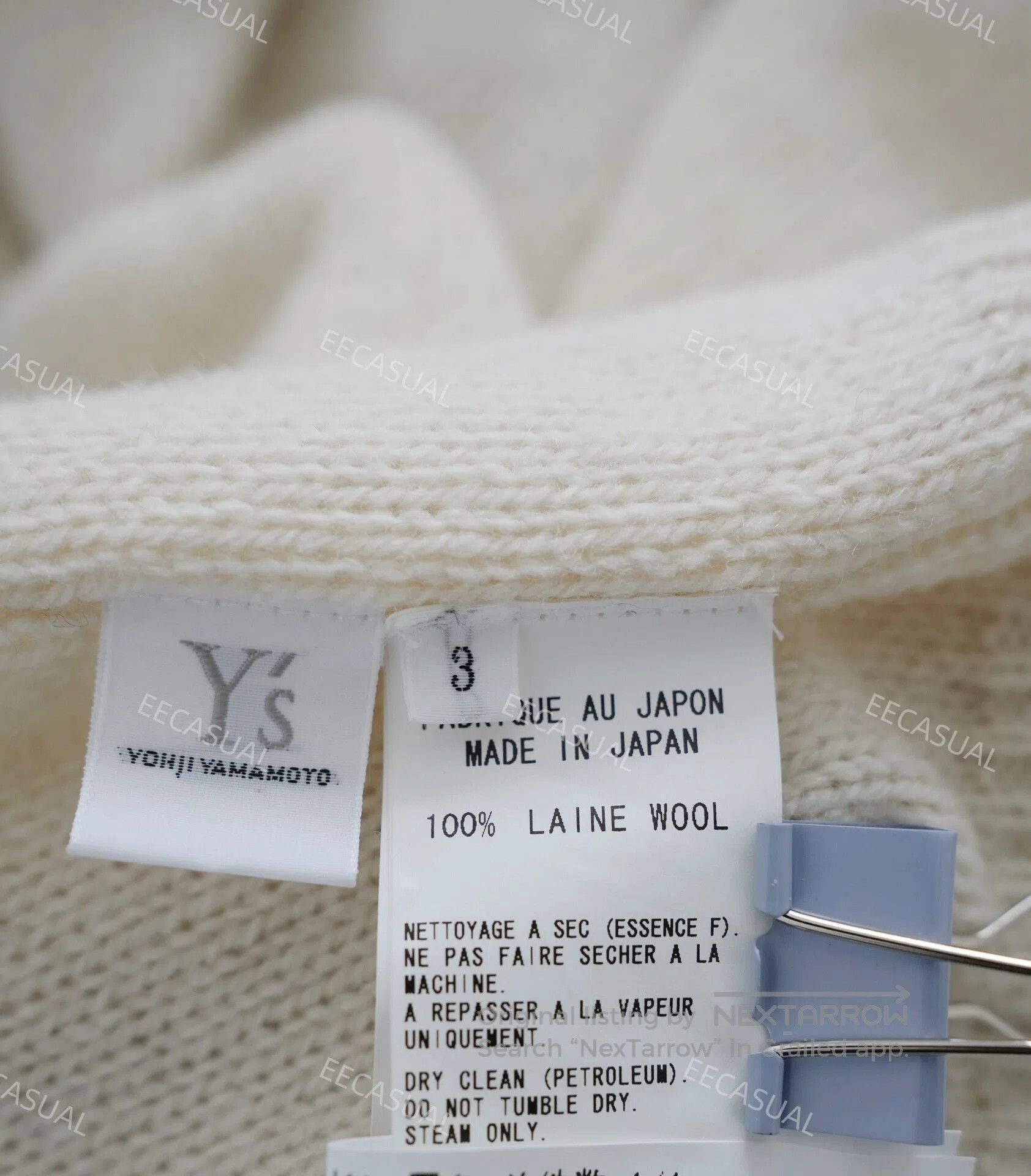 Yashi Yamamuri Yohji Yamamoto White Wool Cardigan Sweater. Size L / US 10 / IT 46 - 9 Thumbnail