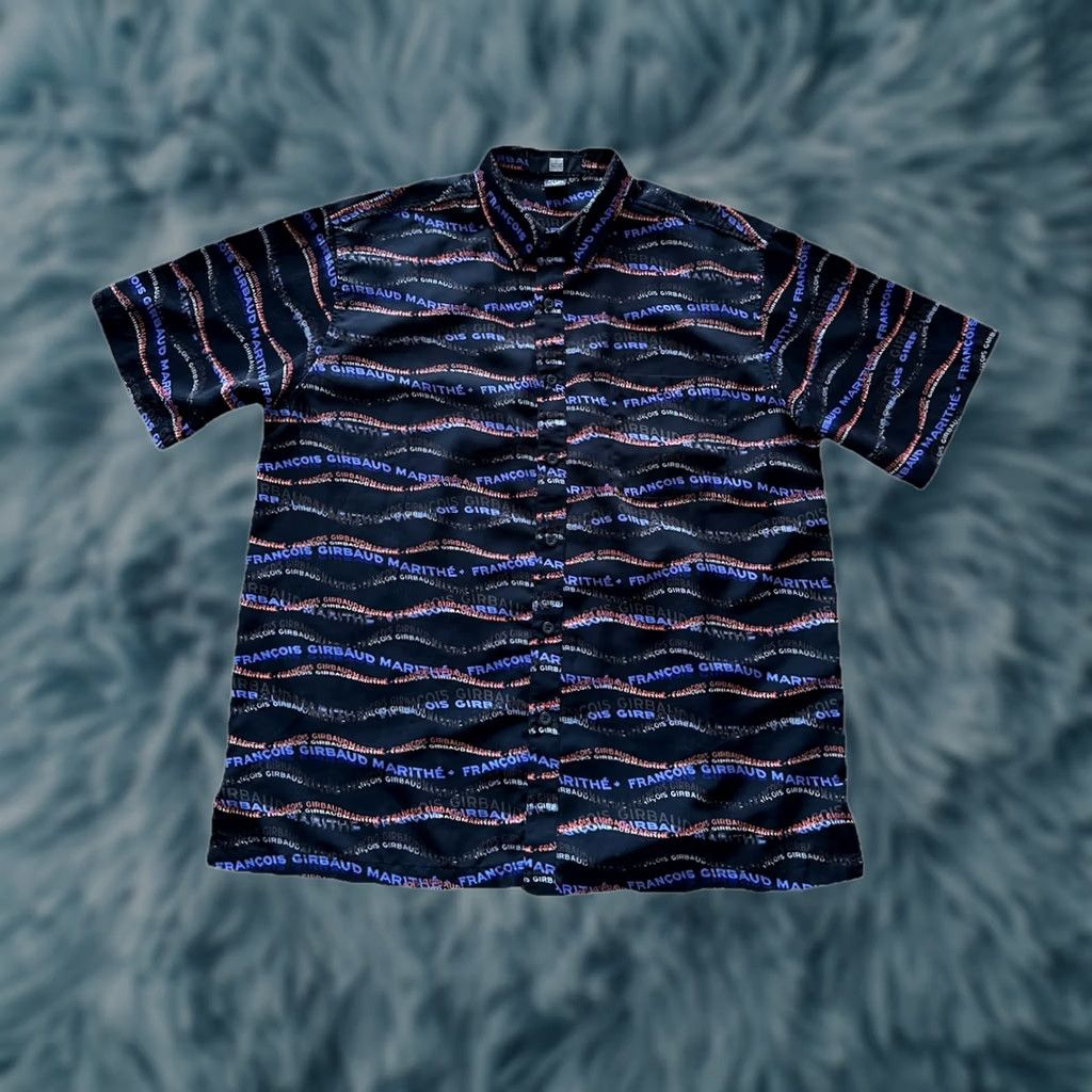 Vintage VTG 90s Le Jean De Marithe Francois Girbaud Shirt Size L AOP Spellout Button Up Size US L / EU 52-54 / 3 - 1 Thumbnail