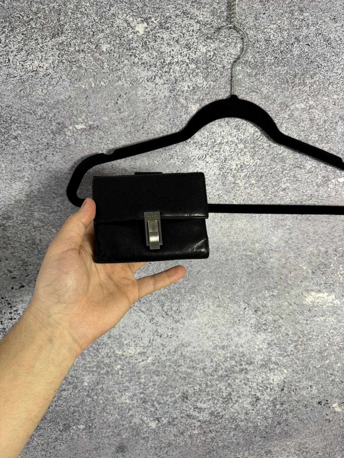Gucci × Vintage Gucci Wallet Bifold Vintage Black Leather Unisex Authentic Size ONE SIZE - 2 Thumbnail