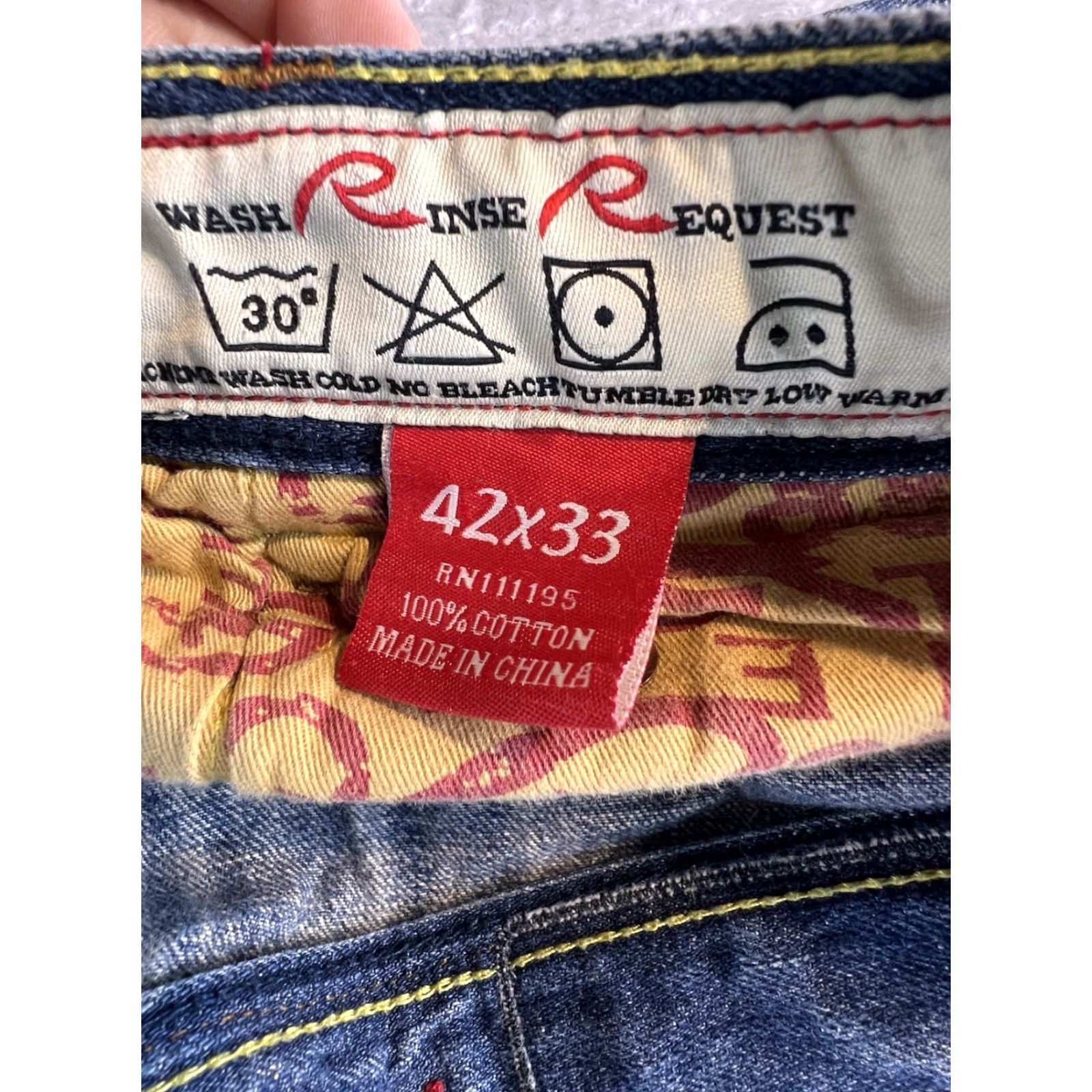 Vintage VINTAGE Request Jeans Mens 36 Regular Jeans Blue Wide-Leg 90s Hip Hop Retro Baggy City College Size US 36 / EU 52 - 4 Thumbnail