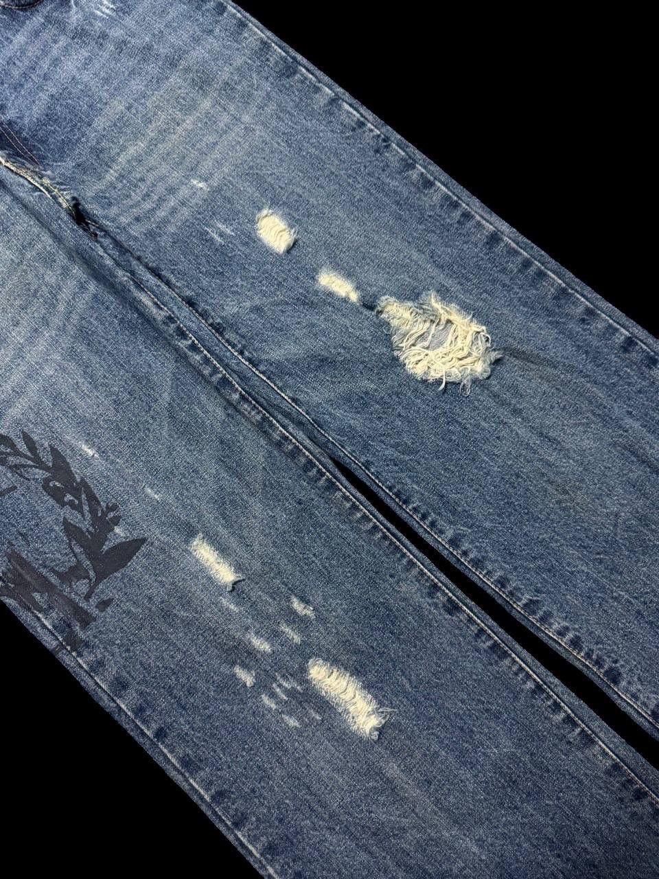 Abercrombie & Fitch BOOTCUT Sick Abrecrombie Mudwash Distress Tattoo Baggy Flare Size US 30 / EU 46 - 7 Thumbnail