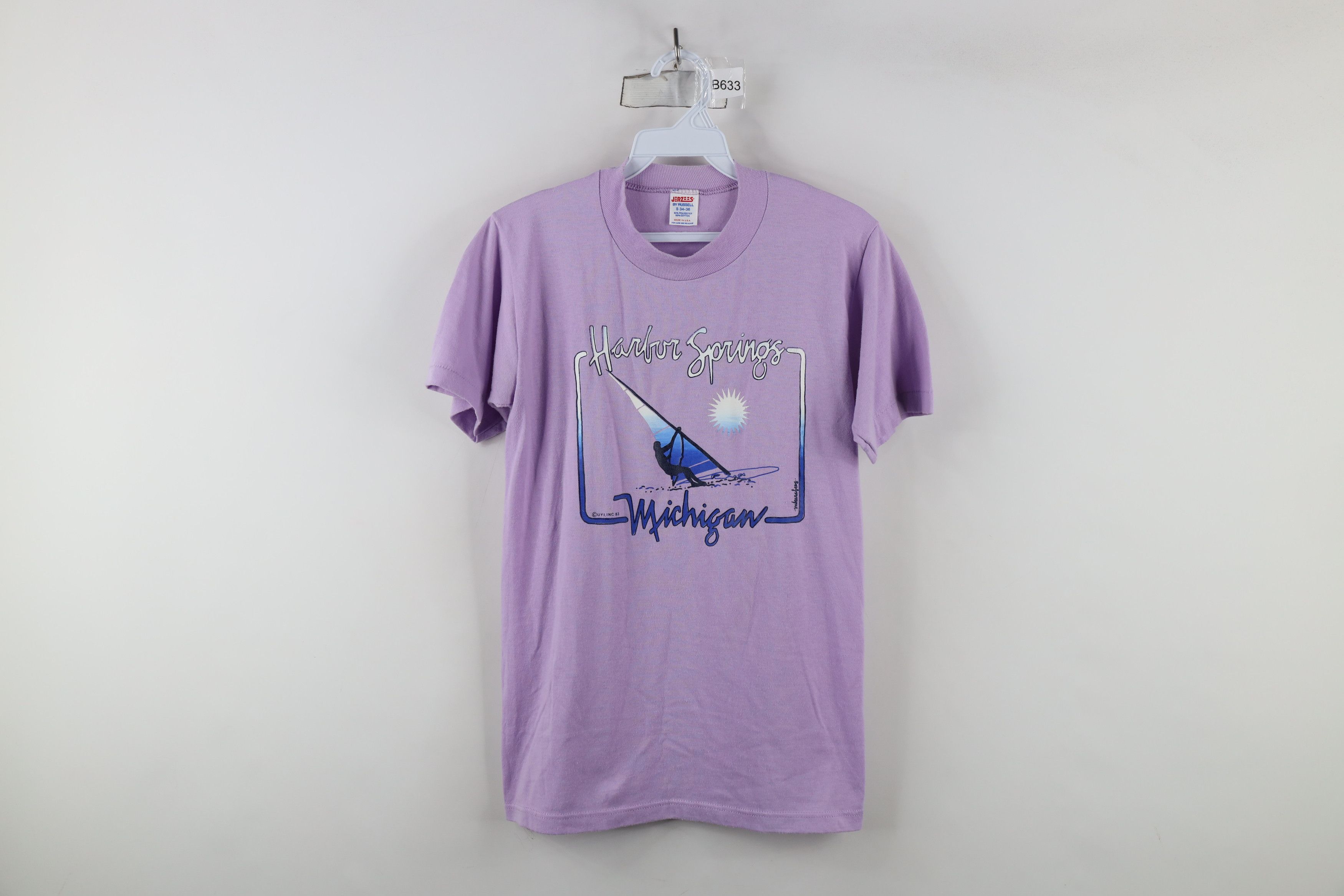 Russell Athletic × Vintage Vintage 80s Russell Athletic Michigan Windsail T-Shirt USA Size S / US 4 / IT 40 - 1 Thumbnail