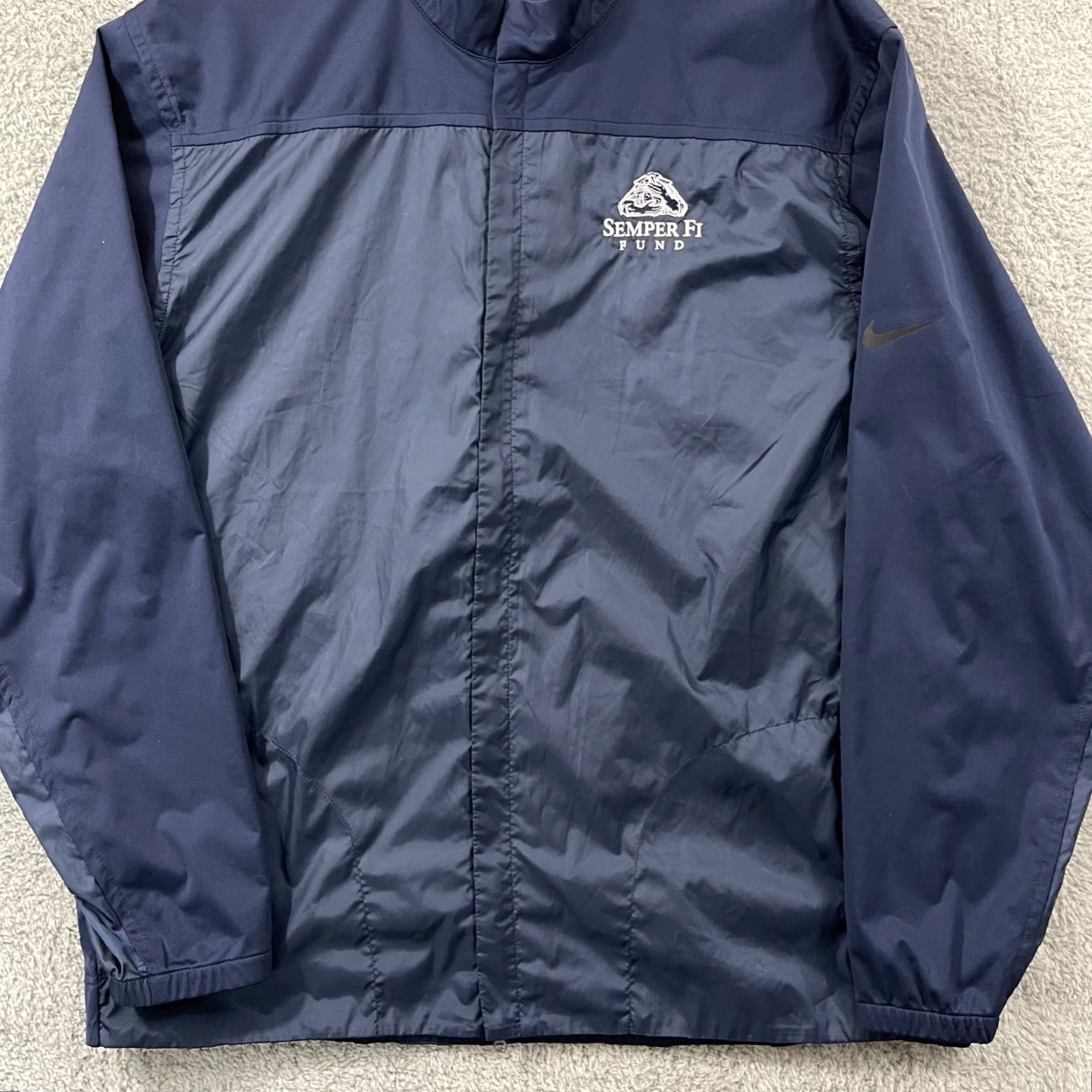 Nike Nike Shield Jacket Mens 2XL Blue Semper Fi Military Sport Zip Active Outdoor Windbreaker Jacket Size US XXL / EU 58 / 5 - 2 Thumbnail