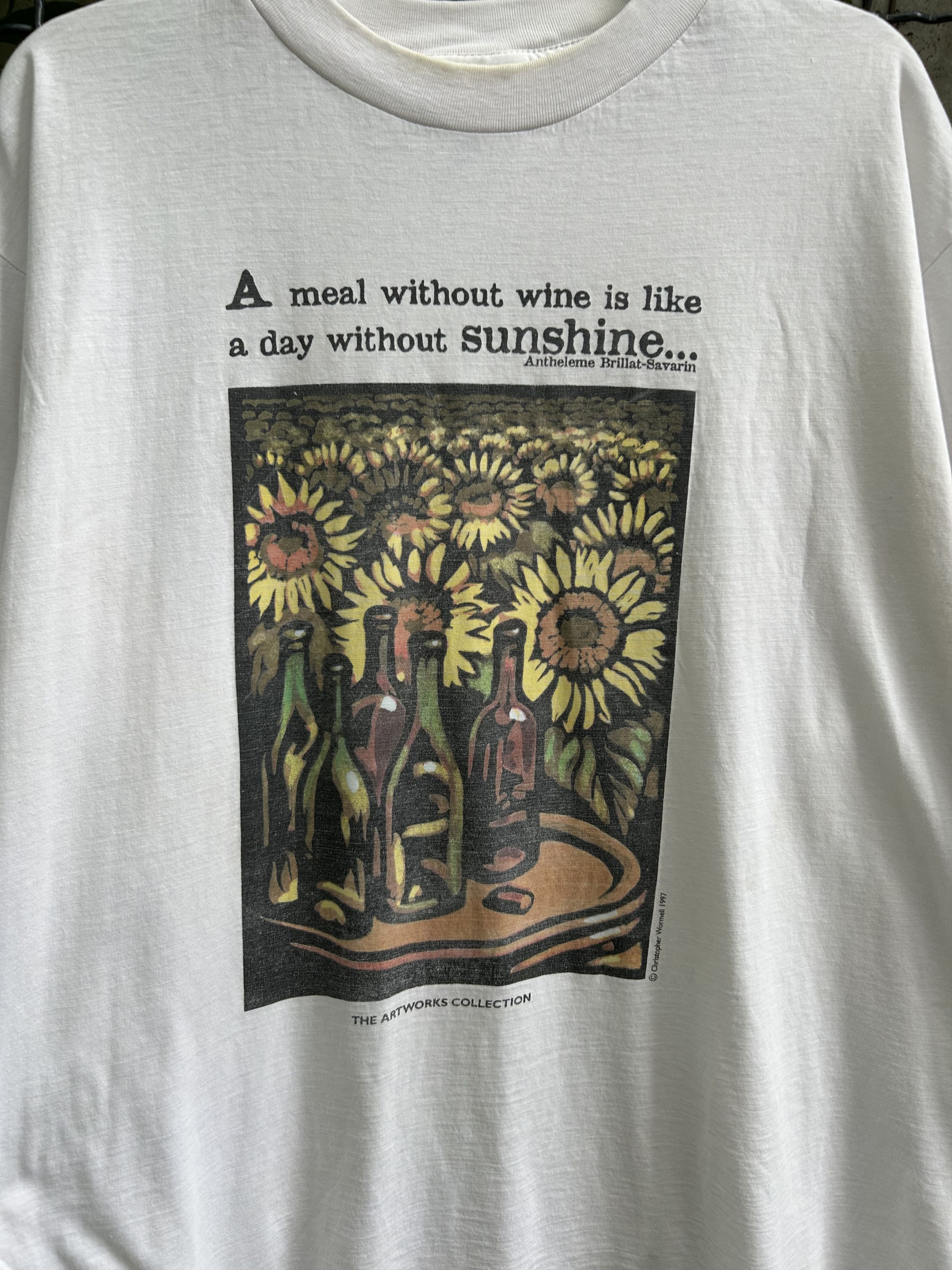 Vintage Vintage 1997 Christopher Wormell Wine and Sunflowers Art Tee Size US L / EU 52-54 / 3 - 3 Thumbnail
