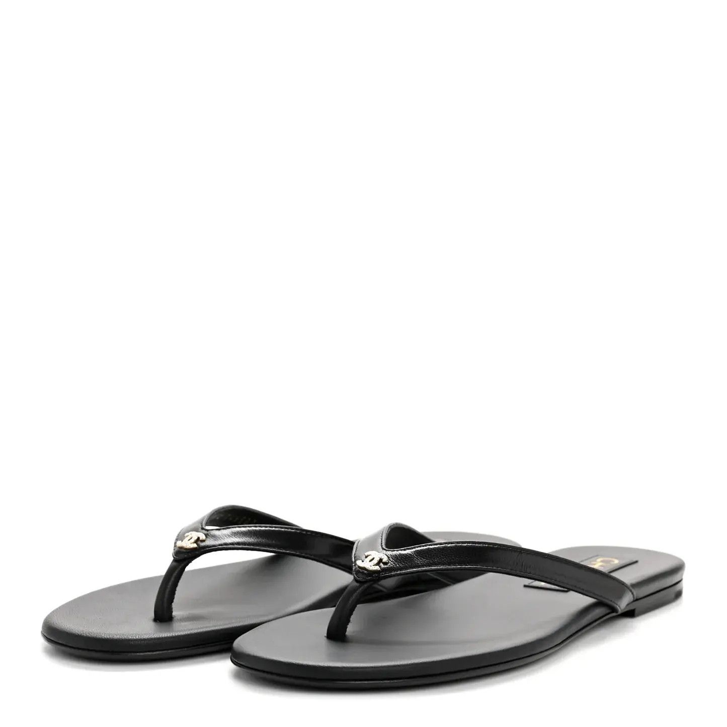 Chanel os11x0526 Crystal CC Logo Flip Flops / Thong Sandals Black Size US 5 / IT 35 - 4 Thumbnail