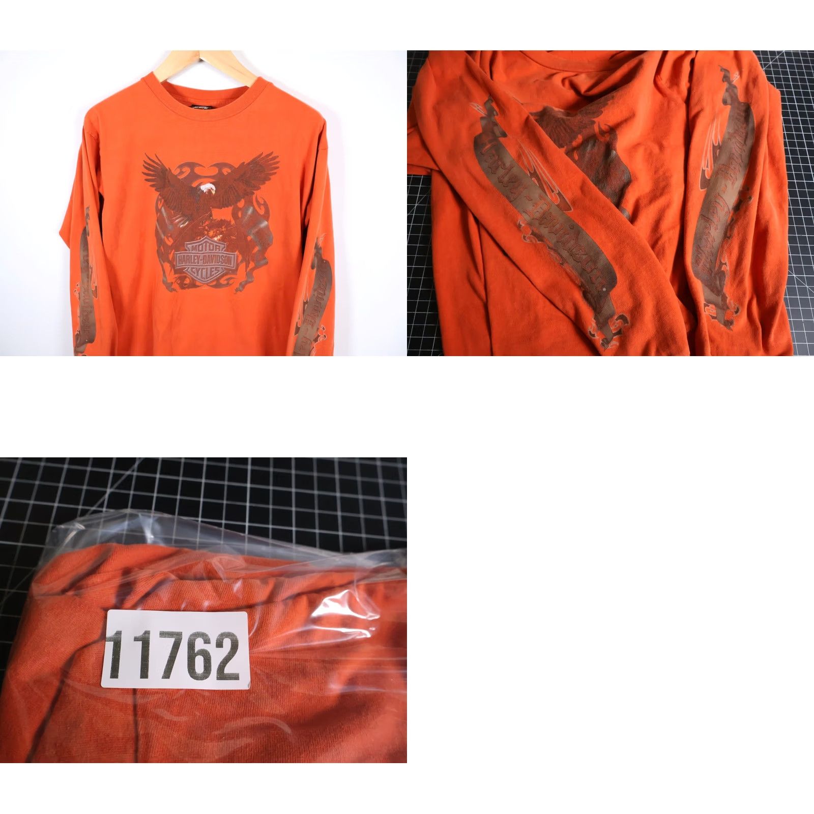 Harley Davidson VINTAGE Harley-Davidson Long Sleeve T-Shirt Mens XL Orange Eagle Michigan VTG Size US L / EU 52-54 / 3 - 9 Thumbnail