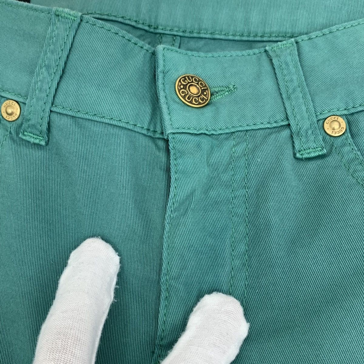 Gucci Gucci Lake Green Cotton Casual Pants K26WX Size 25" / US 0 / IT 36 - 9 Thumbnail