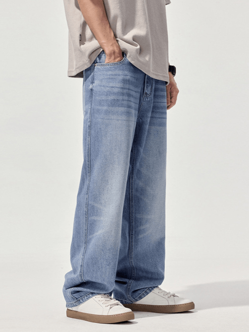 Japanese Brand × Jean Vintage washed light blue distressed all-match loose jeans Size US 32 / EU 48 - 2 Thumbnail