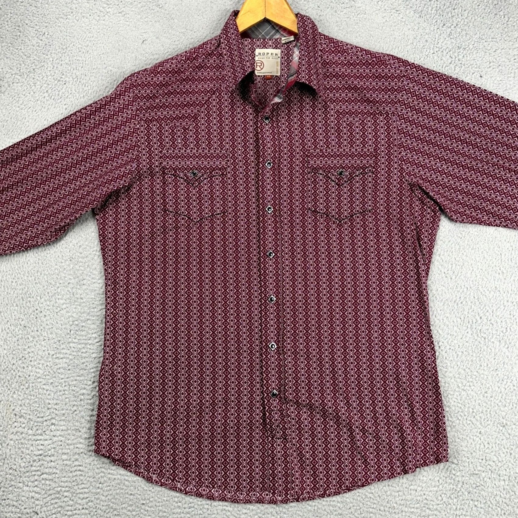 Roper Roper Wear The West Button Up Shirt Men XL Maroon Western Pearl Snap Flap Pocket Size US XL / EU 56 / 4 - 3 Thumbnail