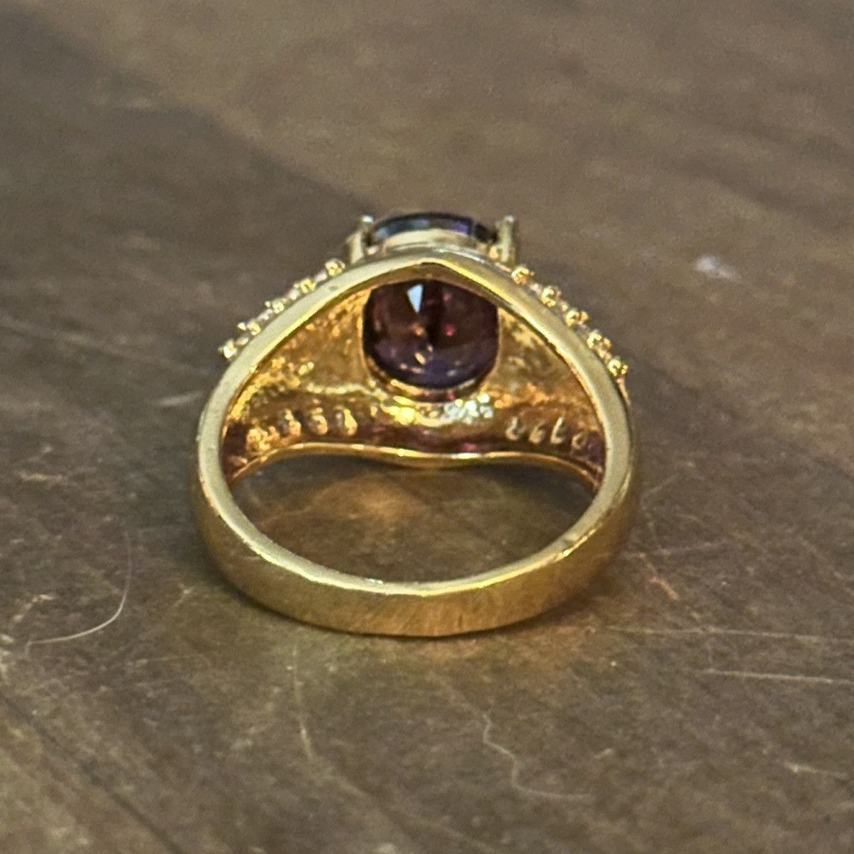 Other Gold tone purple gemstone and simulated diamonds ring Size ONE SIZE - 7 Thumbnail