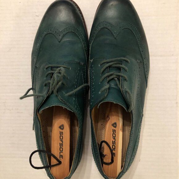 J.D. Fisk J.D.fisk men's dark green leather lace up Oxford shoes sz:10 Size US 10 / EU 43 - 2 Thumbnail