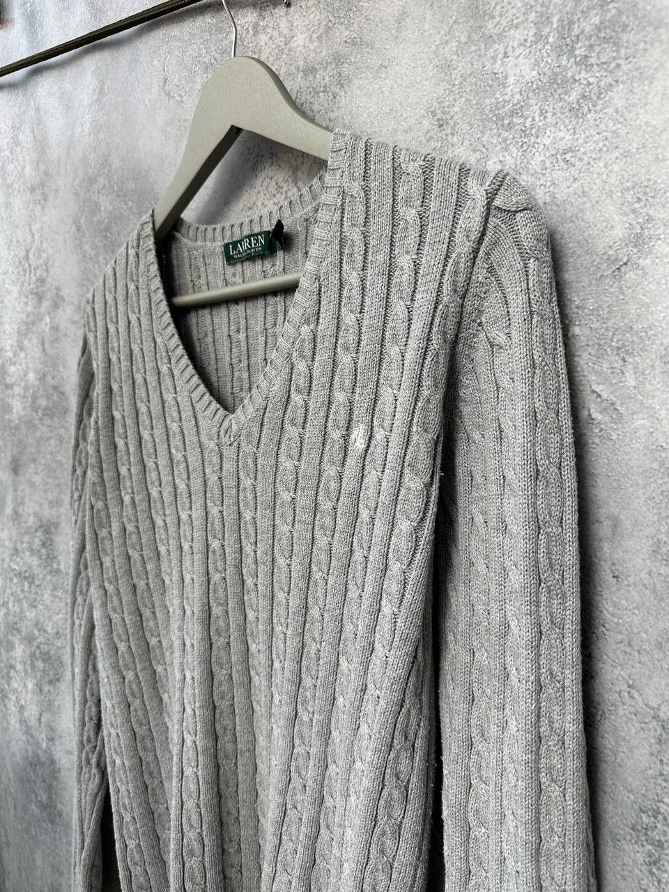 Lauren Ralph Lauren Lauren Ralph Lauren Cable Knit V-Neck Sweater Gray Jumper Size M / US 6-8 / IT 42-44 - 6 Thumbnail