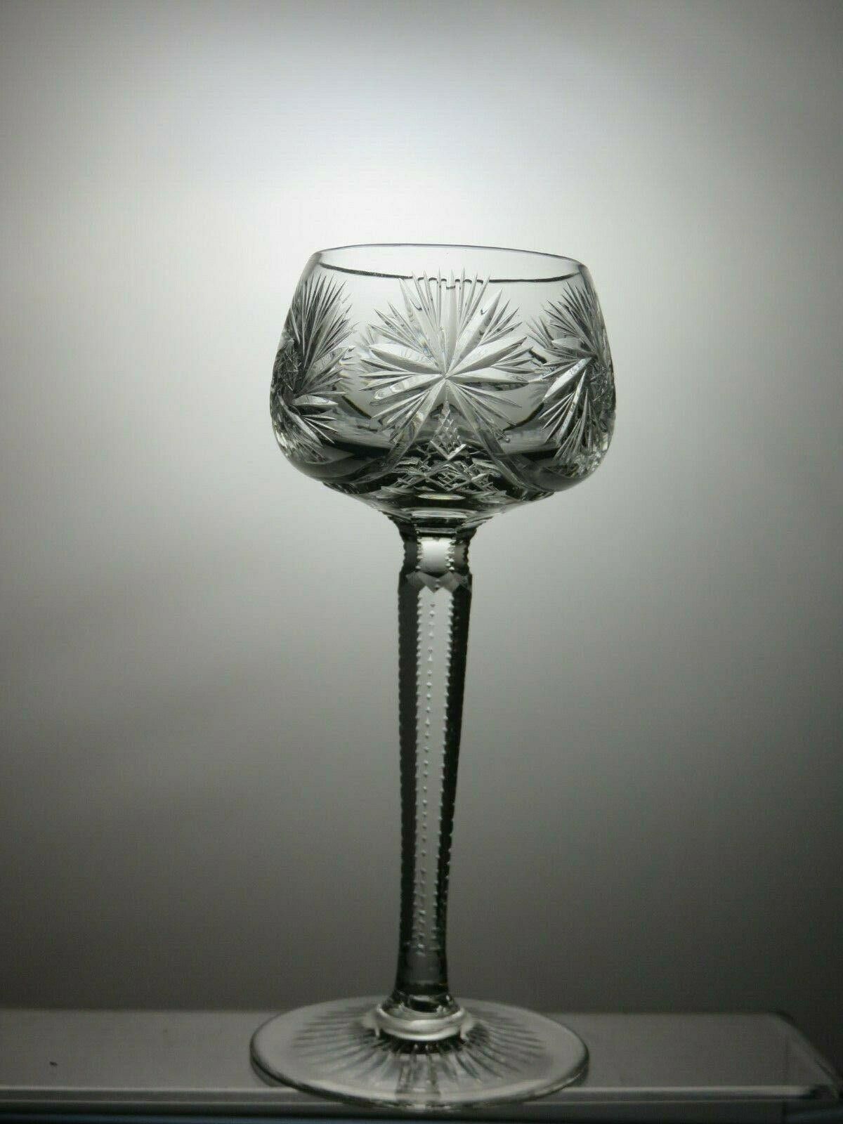 Other Bohemia Crystal "Pinwheel" Cut Glass Tall Hock Glass 7 1/2" Size ONE SIZE - 2 Thumbnail
