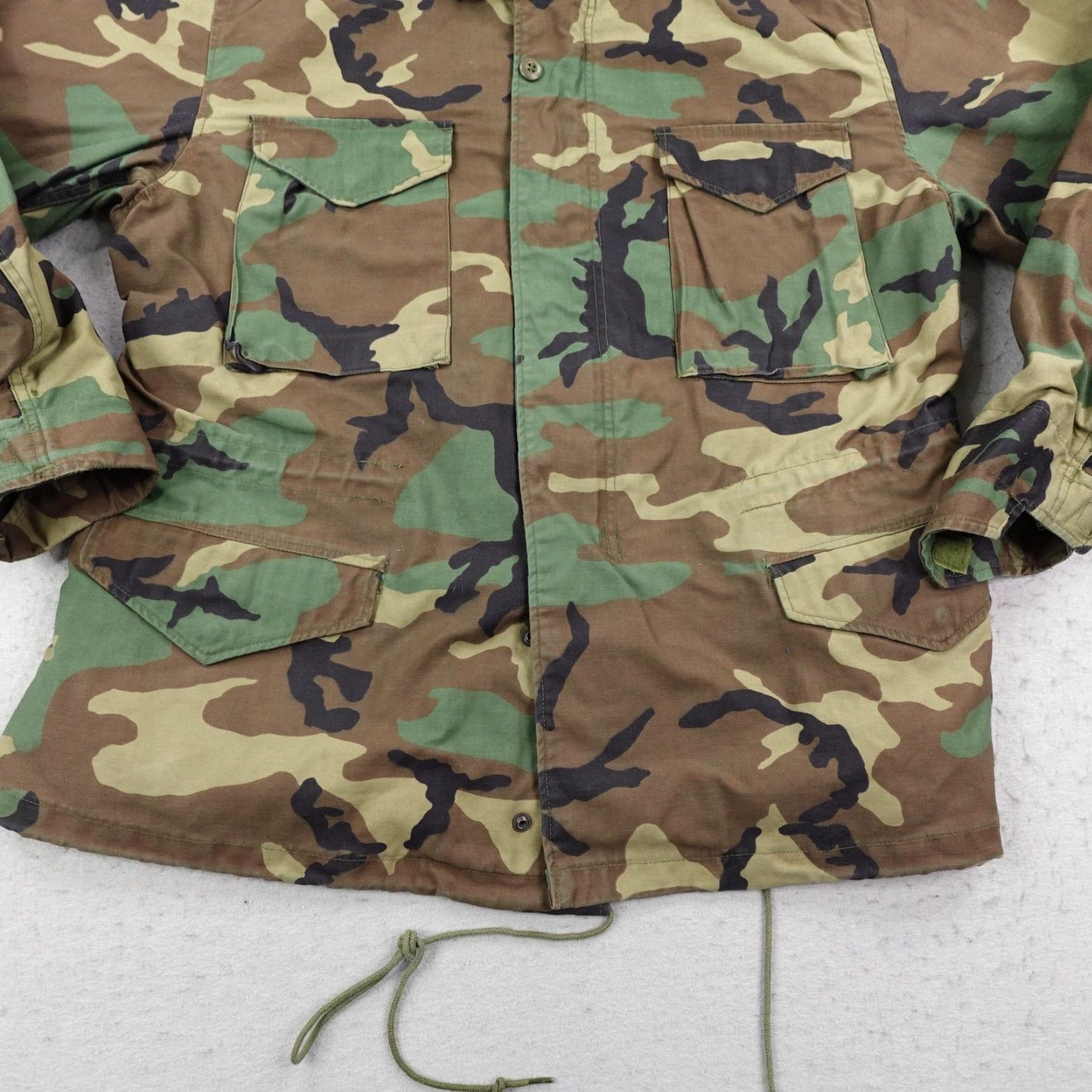 Alpha Industries VINTAGE Alpha Industries Coat Military Jacket Large Woodland Camo Winter Mens L Green 80s Premium Quality Size US L / EU 52-54 / 3 - 3 Thumbnail