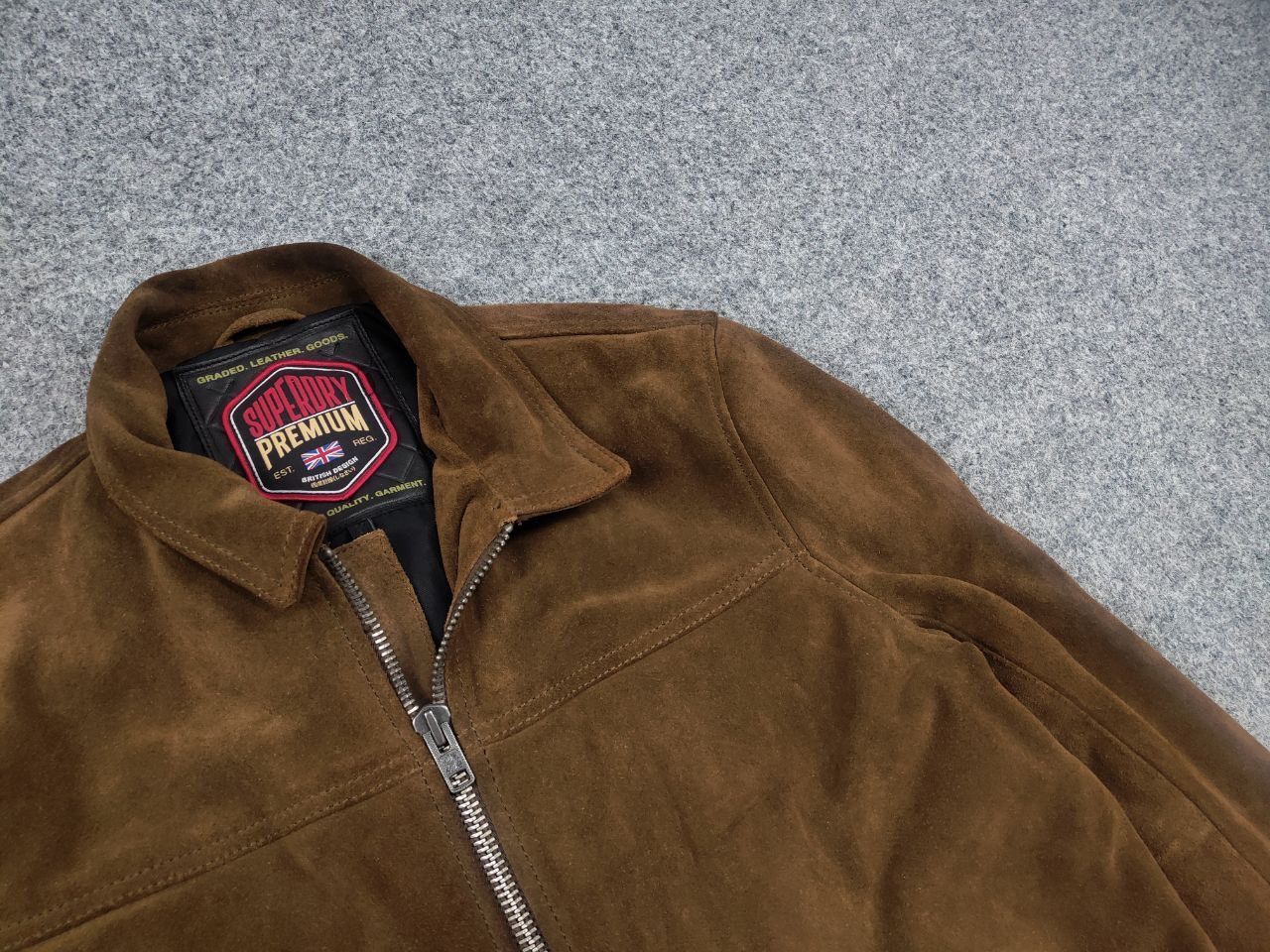 Superdry Superdry Premium suede leather tan Brown Zip British Jacket Size US XL / EU 56 / 4 - 4 Thumbnail