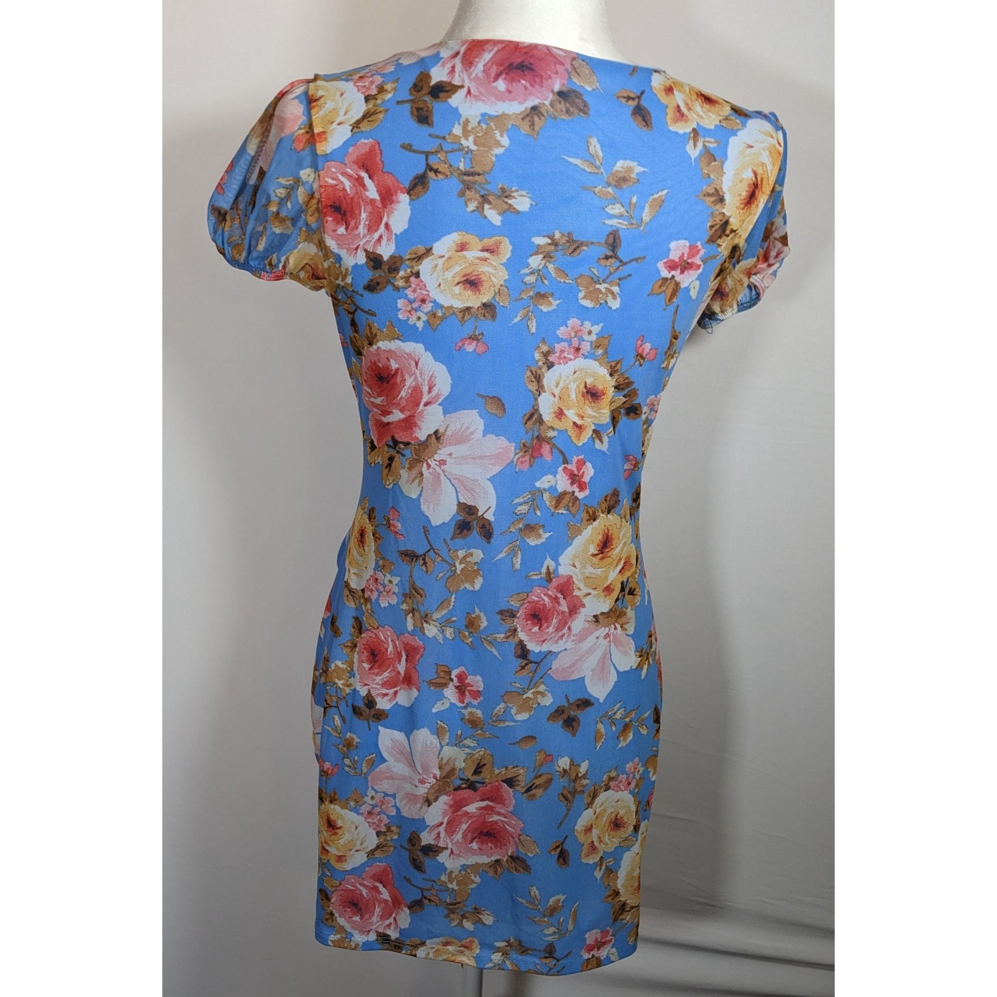 Other Abound Blue Floral V Neck Dress With Front Ruching Size M / US 6-8 / IT 42-44 - 6 Thumbnail